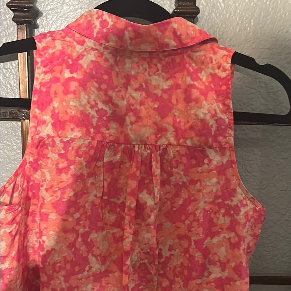 Ann Taylor Sleeveless Silk & Cotton Floral Top  size 4 preppy summer coastal - Picture 3 of 4